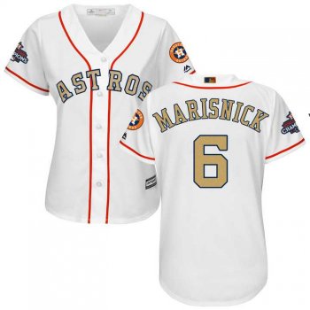 Women's Houston Astros #6 Jake Marisnick White 2018 Gold Program Cool Base Stitched Baseball jersey