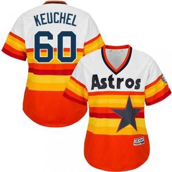 Women's Houston Astros #60 Dallas Keuchel White Orange Alternate Cooperstown Stitched MLB Jersey