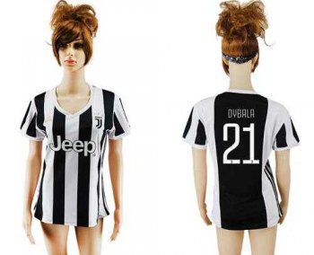 Women's Juventus #21 Dybala Home Soccer Club Jersey