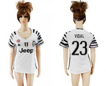 Women's Juventus #23 Vidal Sec Away Soccer Club Jersey