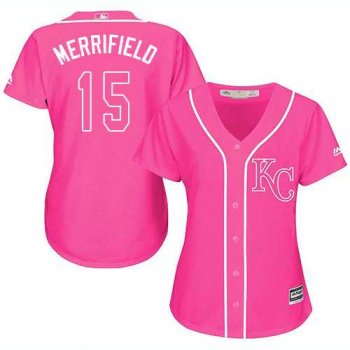 Women's Kansas City Royals #15 Whit Merrifield Pink Fashion Stitched MLB Jersey