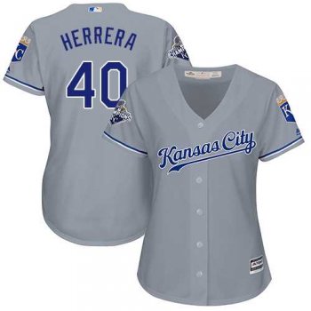 Women's Kansas City Royals #40 Kelvin Herrera Grey Road Stitched MLB Jersey