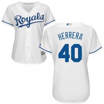 Women's Kansas City Royals #40 Kelvin Herrera White Home Stitched MLB Jersey