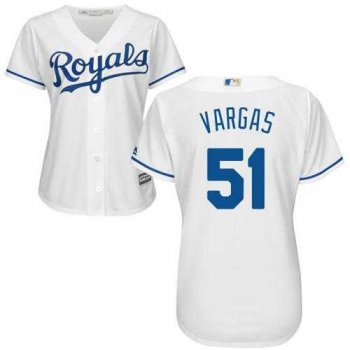 Women's Kansas City Royals #51 Jason Vargas White Home Stitched MLB Jersey