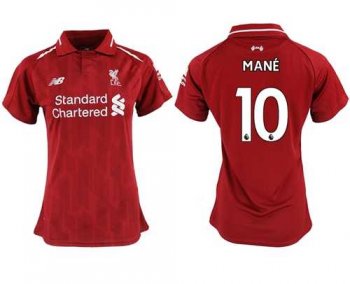 Women's Liverpool #10 Mane Red Home Soccer Club Jersey