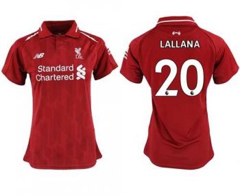 Women's Liverpool #20 Lallana Red Home Soccer Club Jersey