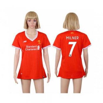 Women's Liverpool #7 Milner Red Home Soccer Club Jersey