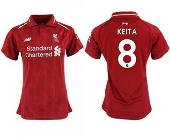 Women's Liverpool #8 Keita Red Home Soccer Club Jersey