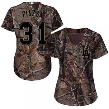 Women's Los Angeles Dodgers #31 Mike Piazza Camo Realtree Collection Cool Base Stitched MLB