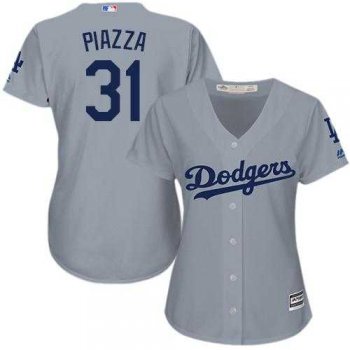 Women's Los Angeles Dodgers #31 Mike Piazza Grey Alternate Road Stitched MLB Jersey