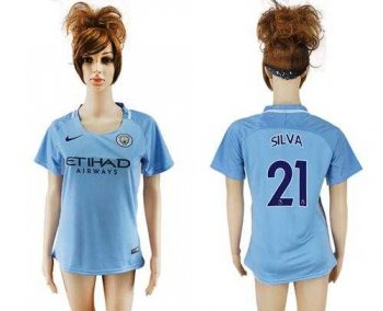 Women's Manchester City #21 Silva Home Soccer Club Jersey