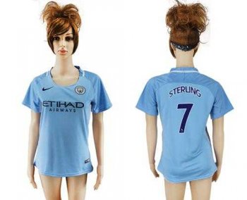 Women's Manchester City #7 Sterling Home Soccer Club Jersey