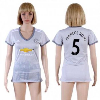 Women's Manchester United #5 Marcos Rojo Sec Away Soccer Club Jersey