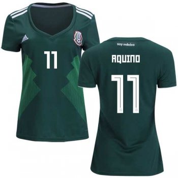 Women's Mexico #11 Aquino Home Soccer Country Jersey