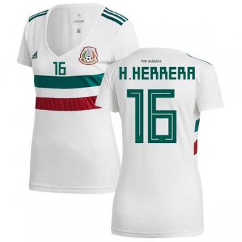 Women's Mexico #16 H.Herrera Away Soccer Country Jersey