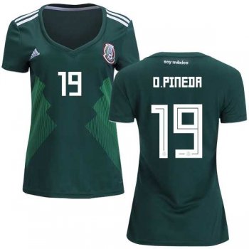 Women's Mexico #19 O.Pineda Home Soccer Country Jersey