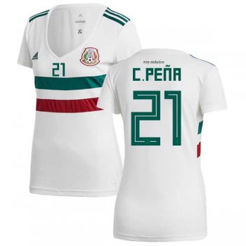 Women's Mexico #21 C.Pena Away Soccer Country Jersey