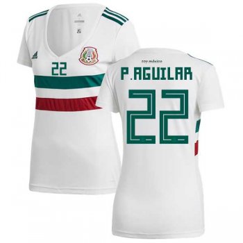 Women's Mexico #22 P. Aguilar Away Soccer Country Jersey