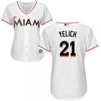 Women's Miami Marlins #21 Christian Yelich White Home Stitched MLB Jersey