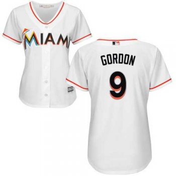 Women's Miami Marlins #9 Dee Gordon White Home Stitched MLB Jersey