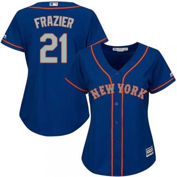 Women's New York Mets #21 Todd Frazier Blue(Grey NO.) Alternate Stitched MLB