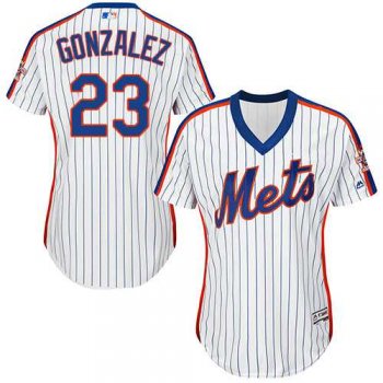 Women's New York Mets #23 Adrian Gonzalez White(Blue Strip) Alternate Stitched MLB