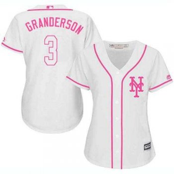 Women's New York Mets #3 Curtis Granderson White Pink Fashion Stitched MLB Jersey