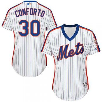 Women's New York Mets #30 Michael Conforto White(Blue Strip) Alternate Stitched MLB Jersey