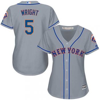 Women's New York Mets #5 David Wright Grey Road Stitched MLB Jersey