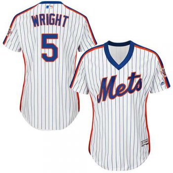 Women's New York Mets #5 David Wright White(Blue Strip) AlternateStitched MLB Jersey