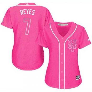 Women's New York Mets #7 Jose Reyes Pink Fashion Stitched MLB Jersey