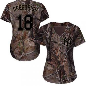 Women's New York Yankees #18 Didi Gregorius Camo Realtree Collection Cool Base Stitched MLB