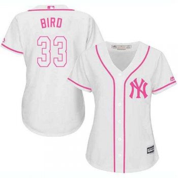 Women's New York Yankees #33 Greg Bird White Pink Fashion Stitched MLB Jersey