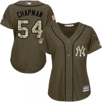 Women's New York Yankees #54 Aroldis Chapman Green Salute to Service Stitched MLB Jersey