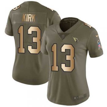 Women's Nike Arizona Cardinals #13 Christian Kirk Olive Gold Stitched NFL Limited 2017 Salute to Service Jersey