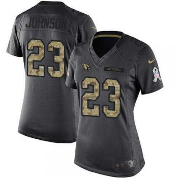 Women's Nike Arizona Cardinals #23 Chris Johnson Anthracite Stitched NFL Limited 2016 Salute to Service Jersey