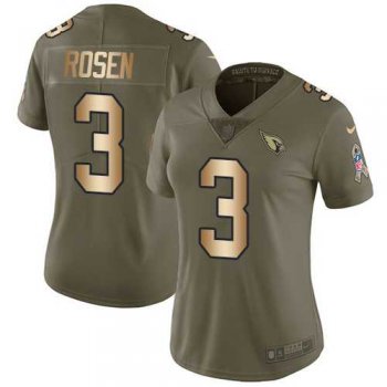 Women's Nike Arizona Cardinals #3 Josh Rosen Olive Gold Stitched NFL Limited 2017 Salute to Service Jersey