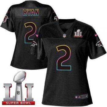 Women's Nike Atlanta Falcons #2 Matt Ryan Black Super Bowl LI 51 NFL Fashion Game Jersey