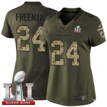 Women's Nike Atlanta Falcons #24 Devonta Freeman Green Super Bowl LI 51 Stitched NFL Limited Salute to Service Jersey