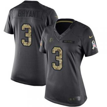 Women's Nike Atlanta Falcons #3 Matt Bryant Black Stitched NFL Limited 2016 Salute to Service Jersey