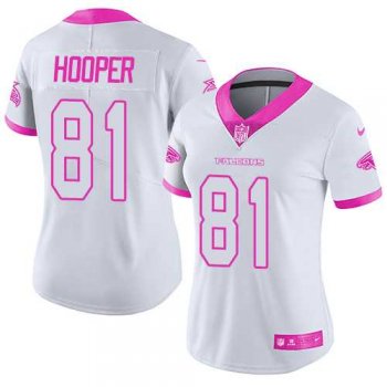 Women's Nike Atlanta Falcons #81 Austin Hooper White Pink Stitched NFL Limited Rush Fashion Jersey