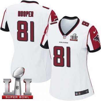 Women's Nike Atlanta Falcons #81 Austin Hooper White Super Bowl LI 51 Stitched NFL Elite Jersey