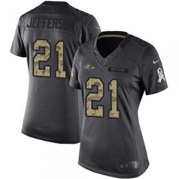 Women's Nike Baltimore Ravens #21 Tony Jefferson Black Stitched NFL Limited 2016 Salute to Service Jersey