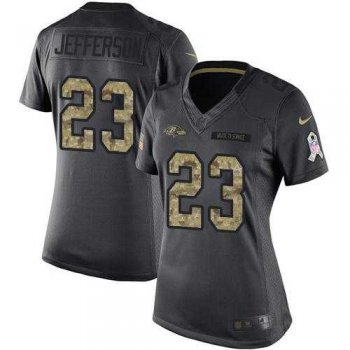 Women's Nike Baltimore Ravens #23 Tony Jefferson Black Stitched NFL Limited 2016 Salute to Service Jersey