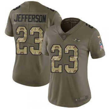 Women's Nike Baltimore Ravens #23 Tony Jefferson Olive Camo Stitched NFL Limited 2017 Salute to Service Jersey