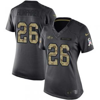 Women's Nike Baltimore Ravens #26 Marlon Humphrey Black Stitched NFL Limited 2016 Salute to Service Jersey