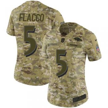 Women's Nike Baltimore Ravens #5 Joe Flacco Camo Stitched NFL Limited 2018 Salute to Service Jersey