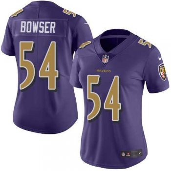 Women's Nike Baltimore Ravens #54 Tyus Bowser Purple Stitched NFL Limited Rush Jersey