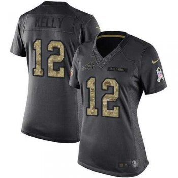 Women's Nike Buffalo Bills #12 Jim Kelly Anthracite Stitched NFL Limited 2016 Salute to Service Jersey