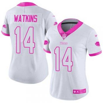 Women's Nike Buffalo Bills #14 Sammy Watkins White Pink Stitched NFL Limited Rush Fashion Jersey